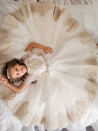 Robe de bal longue en tulle et dentelle, robe de mariée, d'anniversaire ou de demoiselle d'honneur