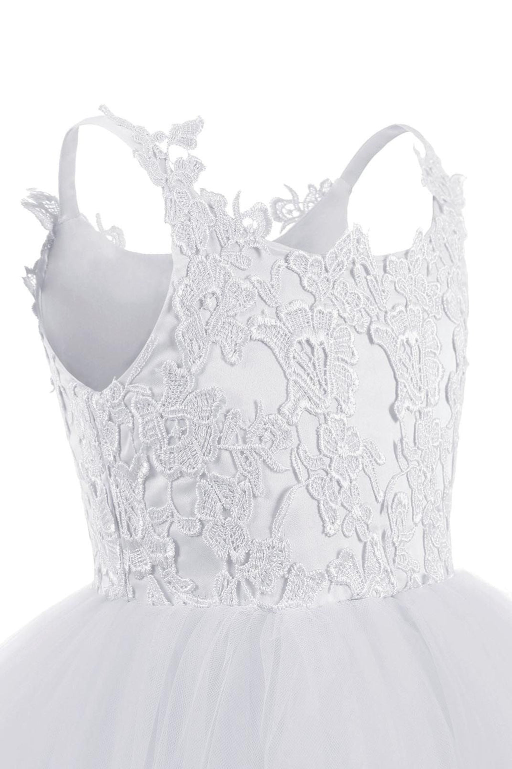 Vestido largo de gala de tul con escote cuadrado y sin mangas para niña de las flores