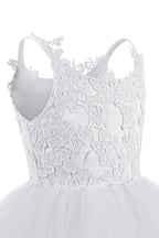 Vestido largo de gala de tul con escote cuadrado y sin mangas para niña de las flores