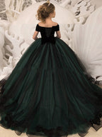 Robe de bal longue en tulle et velours, épaules dénudées, robe de demoiselle d'honneur pour mariage