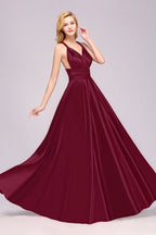 Vestido largo de satén con tirantes finos para dama de honor o para fiesta de graduación