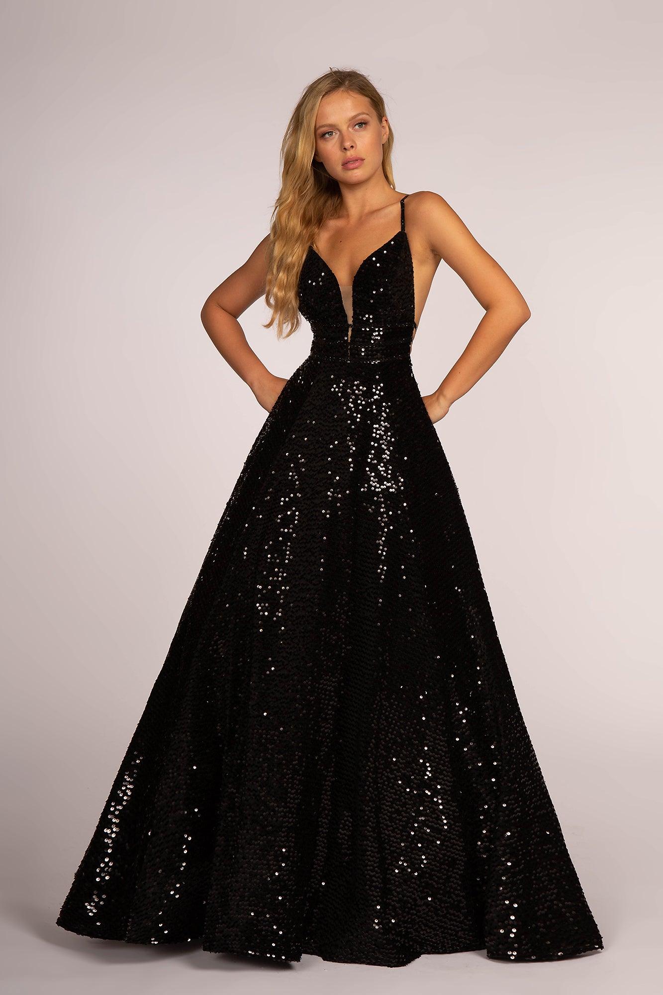 Robe de bal longue entièrement pailletée
