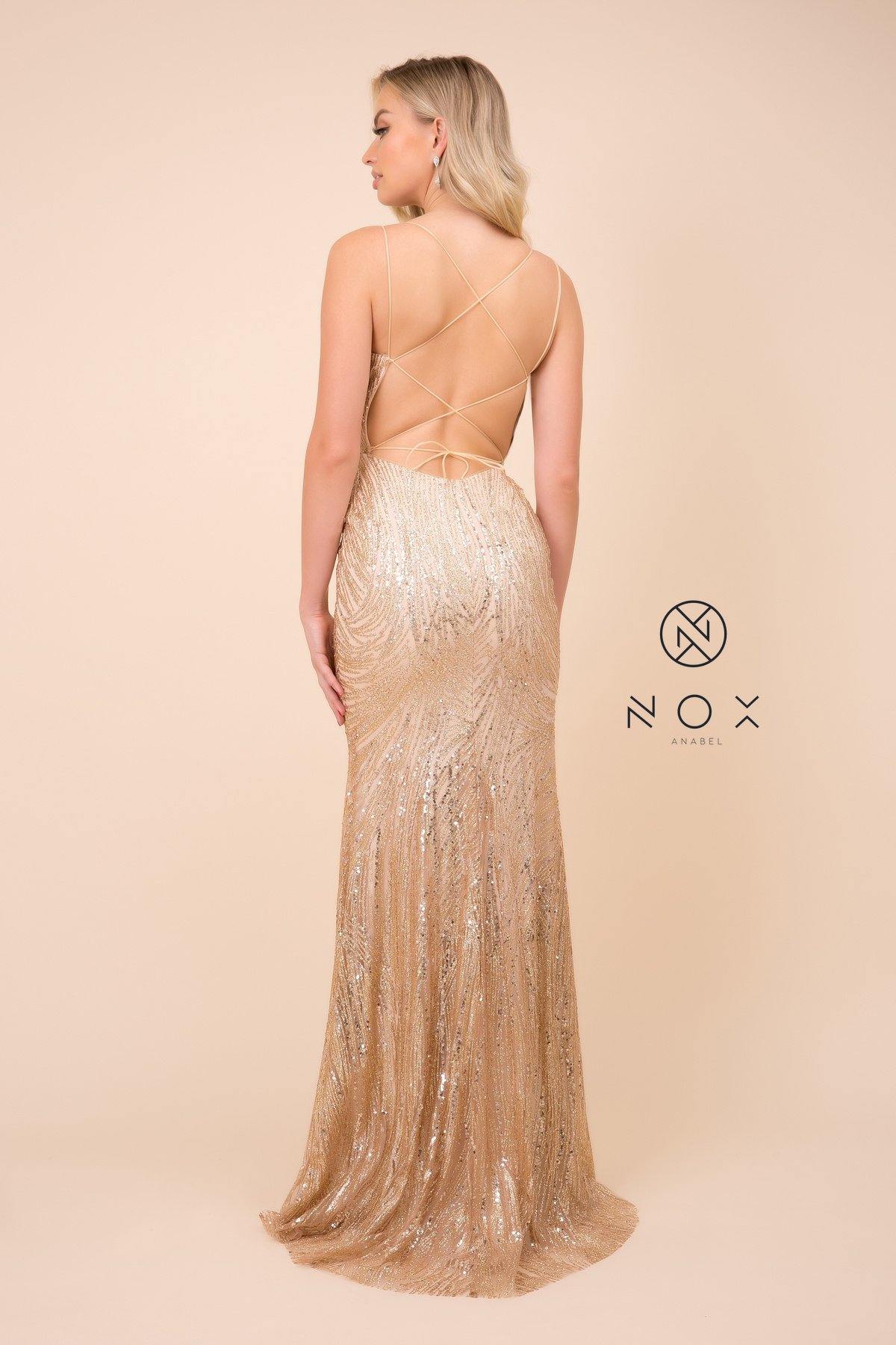 Vestido largo de fiesta con lentejuelas