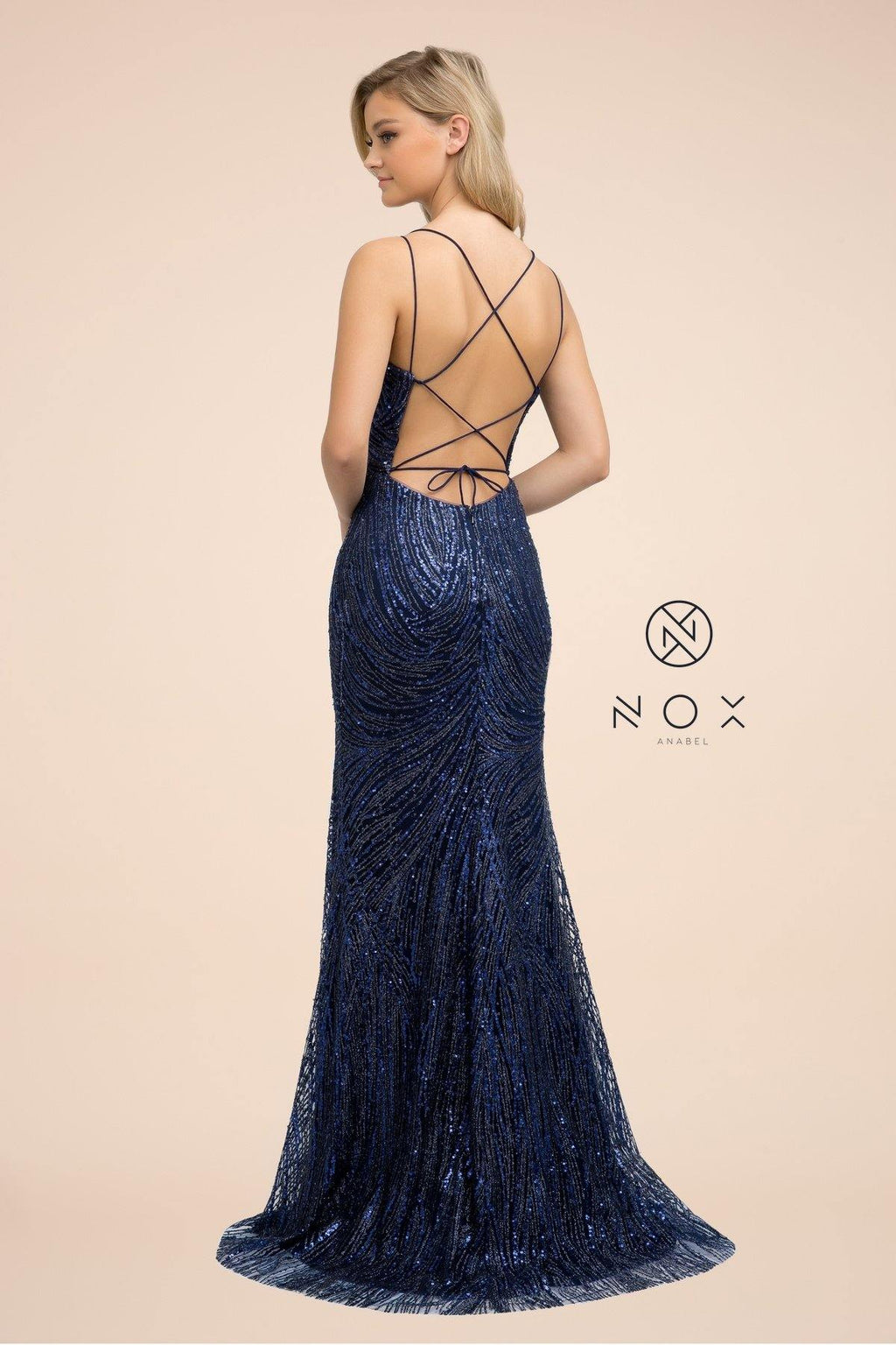 Vestido largo de fiesta con lentejuelas