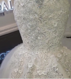 Vestido de novia largo de sirena con hombros descubiertos, apliques de cristal