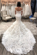 Robes de mariée sirène longues en tulle à épaules dénudées