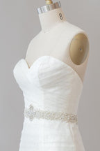 Long Mermaid Strapless Tulle Lace Wedding Dress