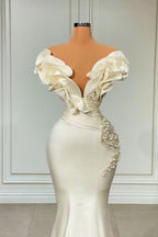 Robe de bal sirène longue en satin à décolleté cœur