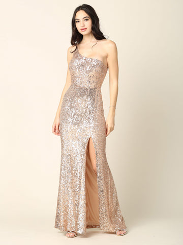 Vestido largo de fiesta ajustado de un solo hombro