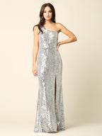 Long One Shoulder Formal Fitted Prom Dress