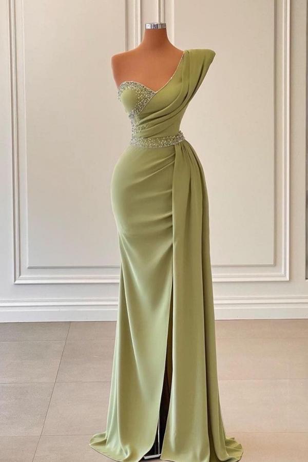 Robe de bal sirène longue asymétrique à volants