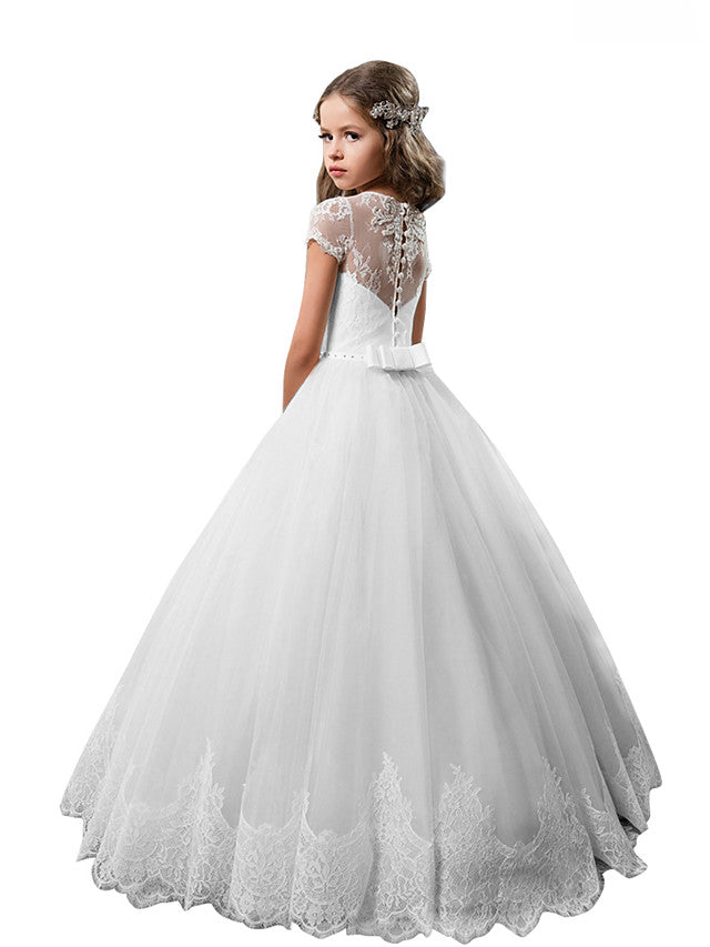 Vestidos largos de princesa de tul y encaje para bodas, cumpleaños, primera comunión y niñas de las flores
