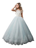 Robes longues de princesse en tulle et dentelle pour mariage, anniversaire, première communion, demoiselle d'honneur