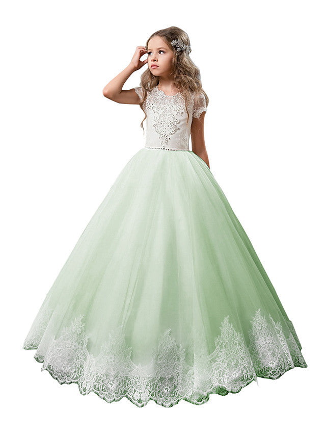 Robes longues de princesse en tulle et dentelle pour mariage, anniversaire, première communion, demoiselle d'honneur