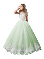 Robes longues de princesse en tulle et dentelle pour mariage, anniversaire, première communion, demoiselle d'honneur