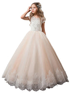 Robes longues de princesse en tulle et dentelle pour mariage, anniversaire, première communion, demoiselle d'honneur