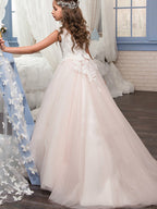 Robes longues de princesse en tulle sans manches à col bateau pour mariage, anniversaire, concours de beauté et demoiselle d'honneur