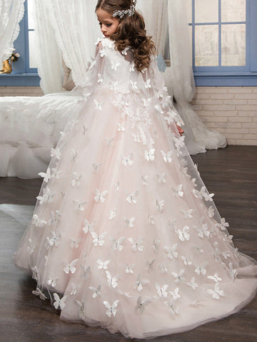 Vestidos largos de princesa de tul sin mangas con escote barco para bodas, cumpleaños, concursos y damitas de honor.