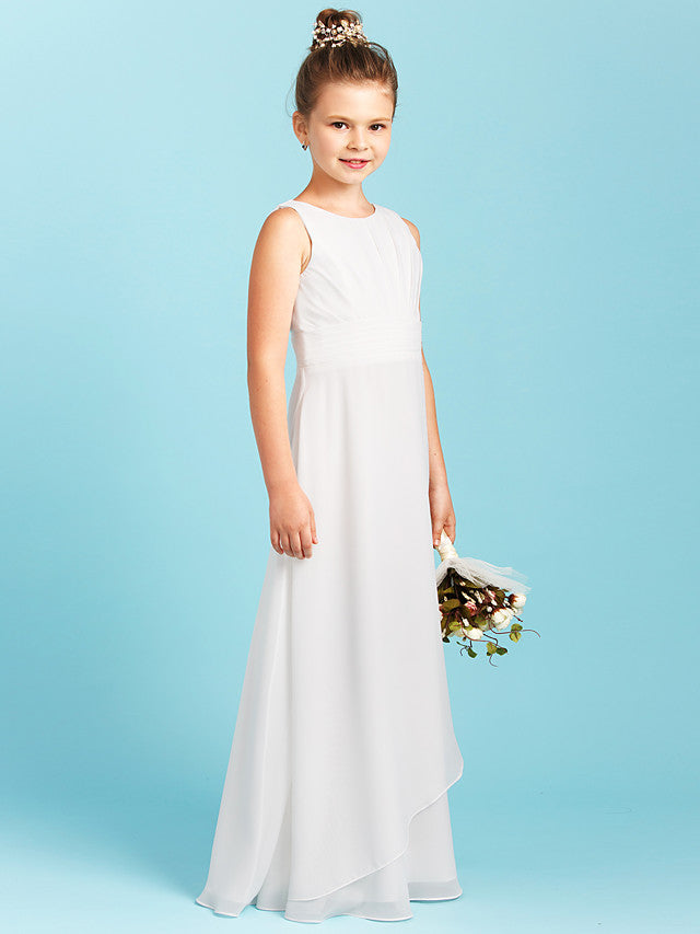 Robe longue fourreau à col bijou pour demoiselle d'honneur, dos nu, en mousseline, robe de demoiselle d'honneur junior