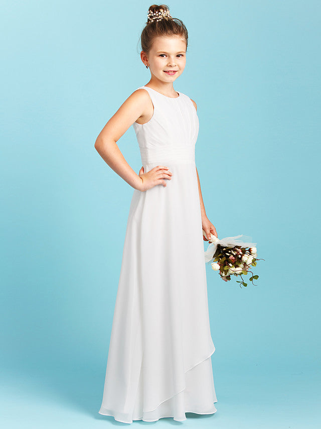 Robe longue fourreau à col bijou pour demoiselle d'honneur, dos nu, en mousseline, robe de demoiselle d'honneur junior
