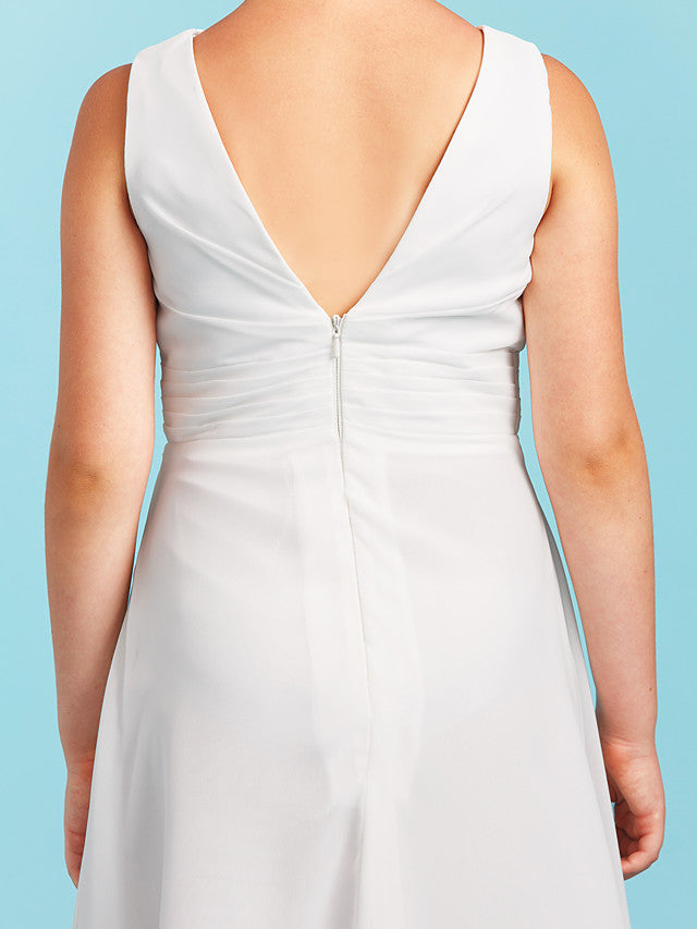 Robe longue fourreau à col bijou pour demoiselle d'honneur, dos nu, en mousseline, robe de demoiselle d'honneur junior