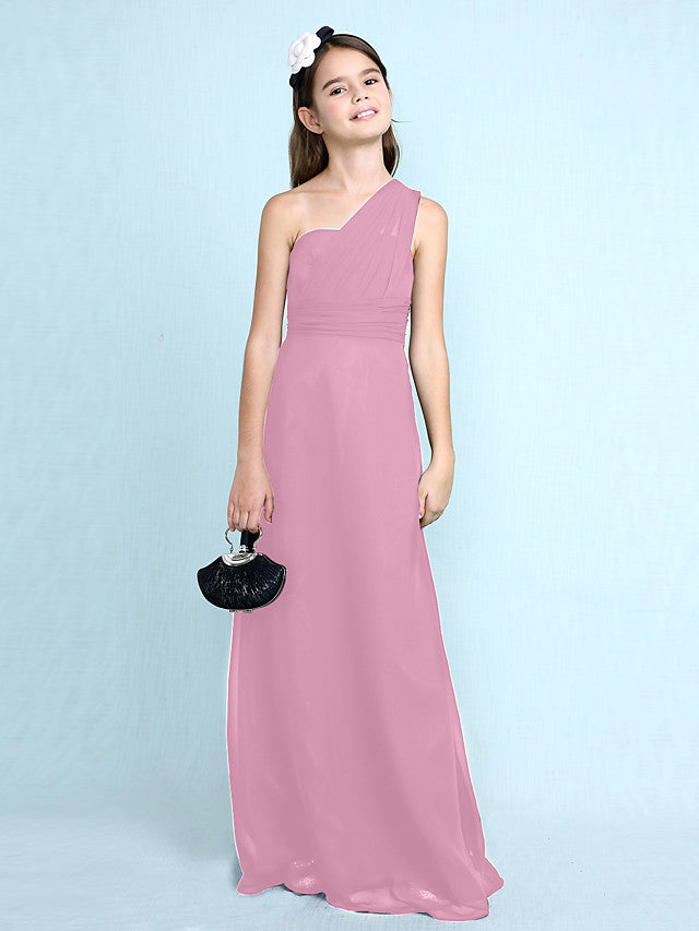 Robe longue fourreau asymétrique en mousseline pour demoiselle d'honneur junior