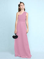 Robe longue fourreau asymétrique en mousseline pour demoiselle d'honneur junior