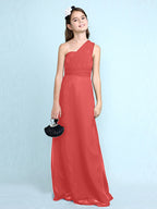 Robe longue fourreau asymétrique en mousseline pour demoiselle d'honneur junior