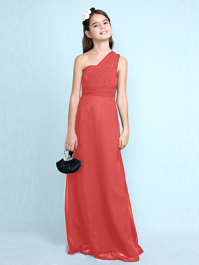 Robe longue fourreau asymétrique en mousseline pour demoiselle d'honneur junior