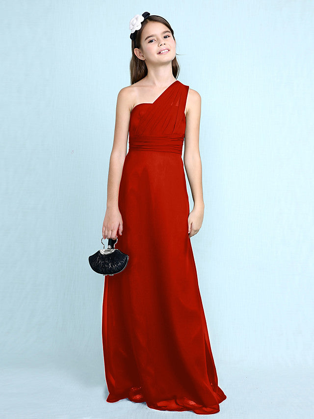 Robe longue fourreau asymétrique en mousseline pour demoiselle d'honneur junior
