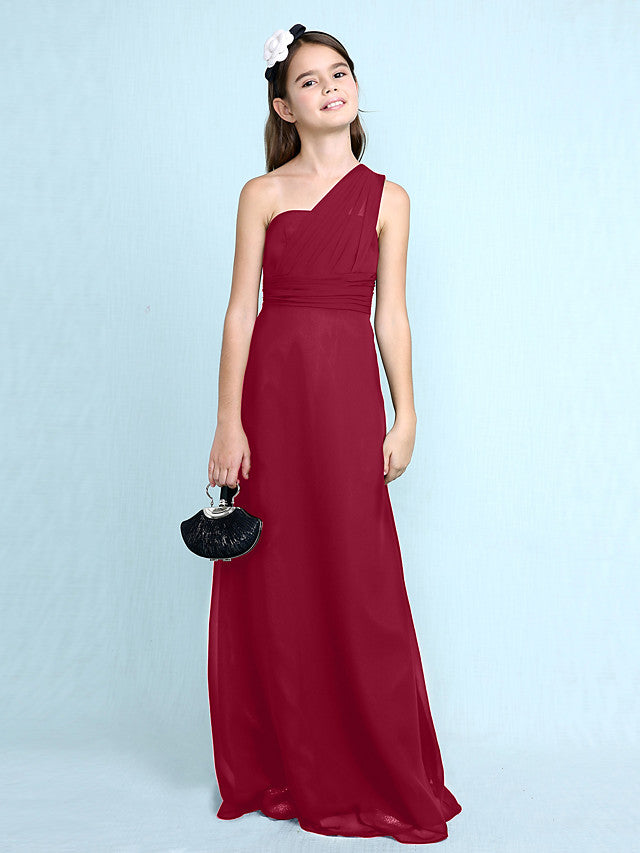 Robe longue fourreau asymétrique en mousseline pour demoiselle d'honneur junior