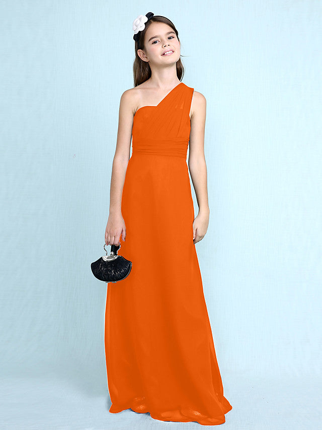 Robe longue fourreau asymétrique en mousseline pour demoiselle d'honneur junior