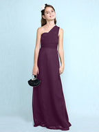 Robe longue fourreau asymétrique en mousseline pour demoiselle d'honneur junior