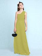 Robe longue fourreau asymétrique en mousseline pour demoiselle d'honneur junior
