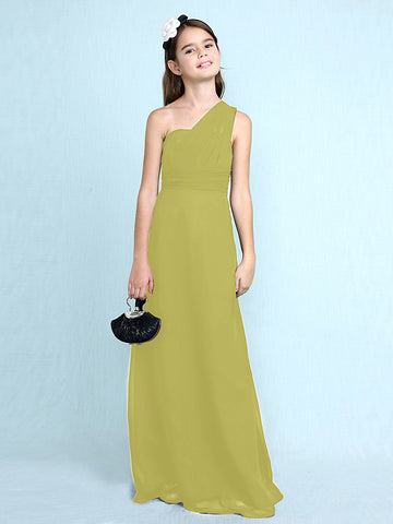 Vestido largo de corte recto con un solo hombro para niña de las flores, de gasa, ideal para damas de honor junior.