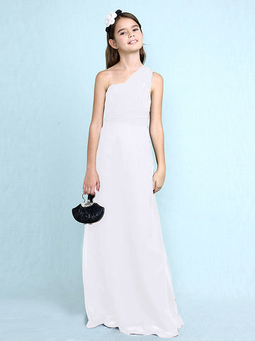 Vestido largo de corte recto con un solo hombro para niña de las flores, de gasa, ideal para damas de honor junior.