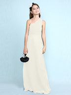 Robe longue fourreau asymétrique en mousseline pour demoiselle d'honneur junior
