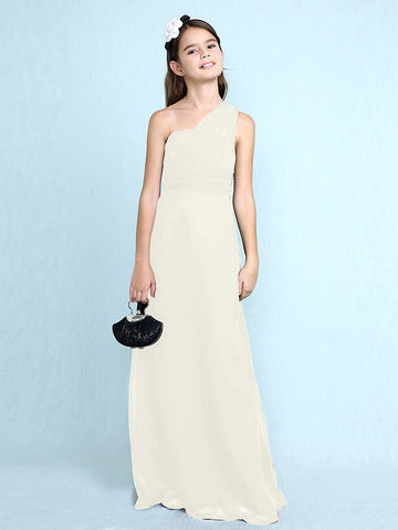 Vestido largo de corte recto con un solo hombro para niña de las flores, de gasa, ideal para damas de honor junior.