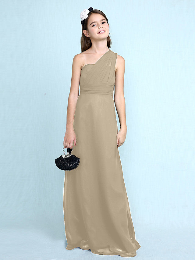 Robe longue fourreau asymétrique en mousseline pour demoiselle d'honneur junior