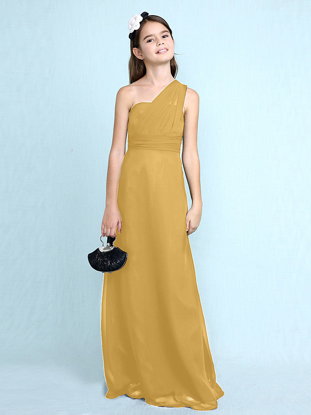 Robe longue fourreau asymétrique en mousseline pour demoiselle d'honneur junior
