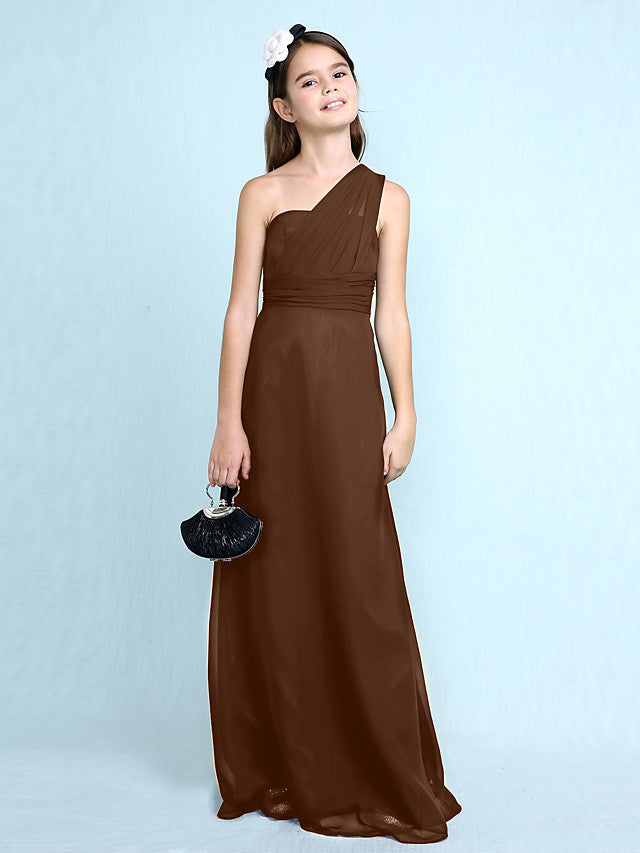Robe longue fourreau asymétrique en mousseline pour demoiselle d'honneur junior