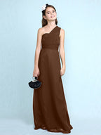 Robe longue fourreau asymétrique en mousseline pour demoiselle d'honneur junior