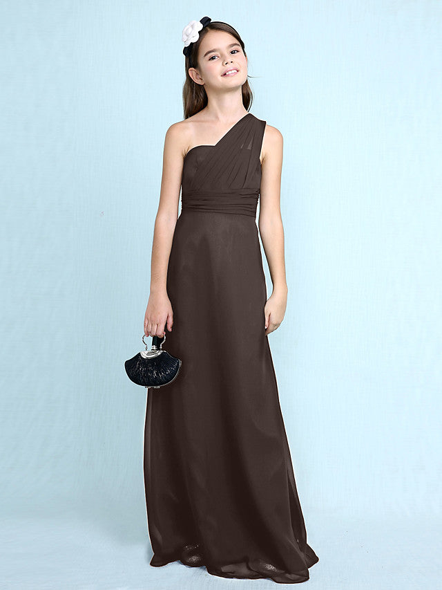Robe longue fourreau asymétrique en mousseline pour demoiselle d'honneur junior
