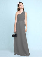 Robe longue fourreau asymétrique en mousseline pour demoiselle d'honneur junior