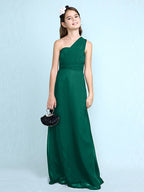 Robe longue fourreau asymétrique en mousseline pour demoiselle d'honneur junior