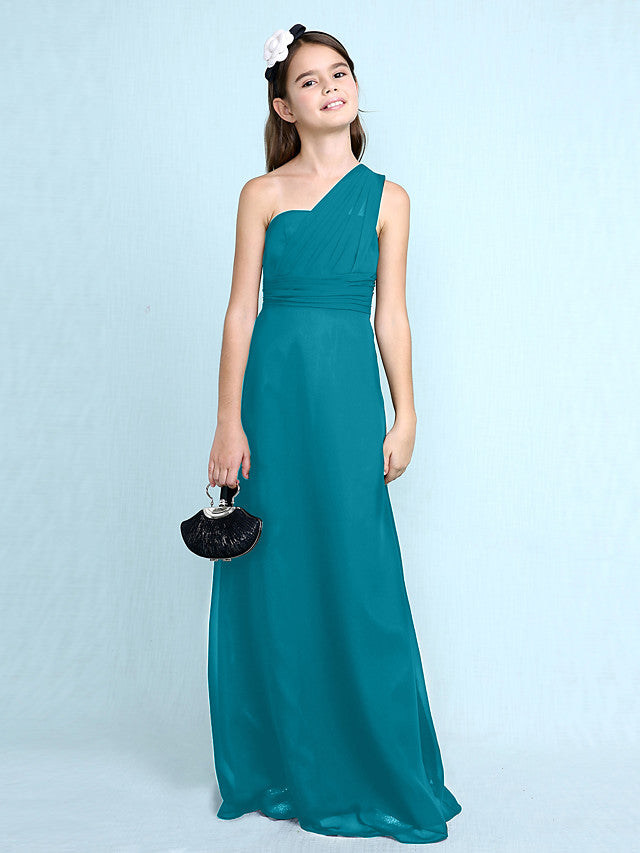 Robe longue fourreau asymétrique en mousseline pour demoiselle d'honneur junior