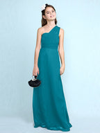 Robe longue fourreau asymétrique en mousseline pour demoiselle d'honneur junior