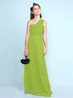 Robe longue fourreau asymétrique en mousseline pour demoiselle d'honneur junior
