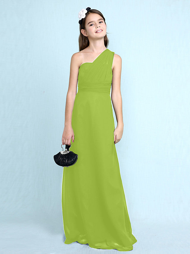 Robe longue fourreau asymétrique en mousseline pour demoiselle d'honneur junior