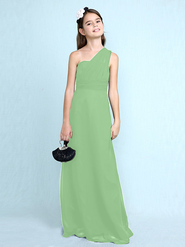 Robe longue fourreau asymétrique en mousseline pour demoiselle d'honneur junior